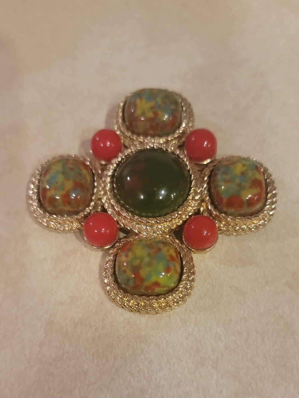 Sarah Coventry Mosiac Maltese Cross Brooch